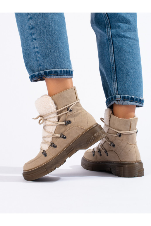 Sněhule dámské béžové s kožešinkou