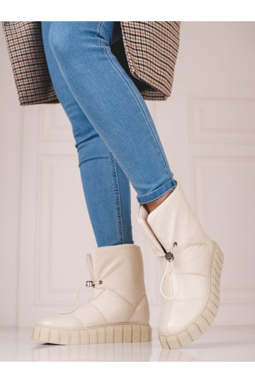 Dámské kožené sněhule s možností stáhnutí