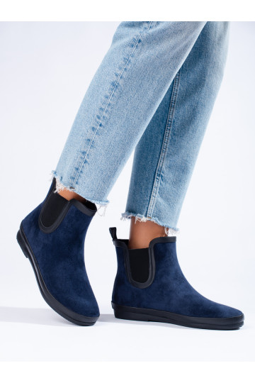 Semišové tmavě modré zateplené holínky Potocki