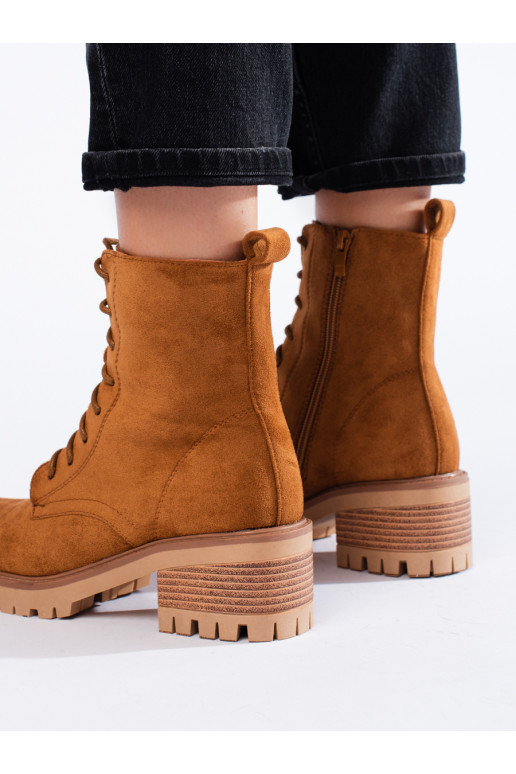 Hnědé kotníkové boty na šněrování dámské