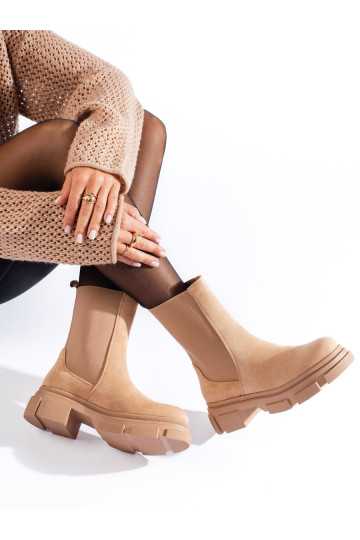 Vysoké kotníkové štibletky semišové béžové helovet