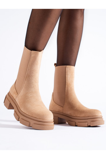 Vysoké kotníkové štibletky semišové béžové helovet 2