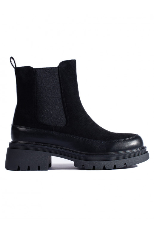 Černé semišové kotníkové boty štibletky Vinceza