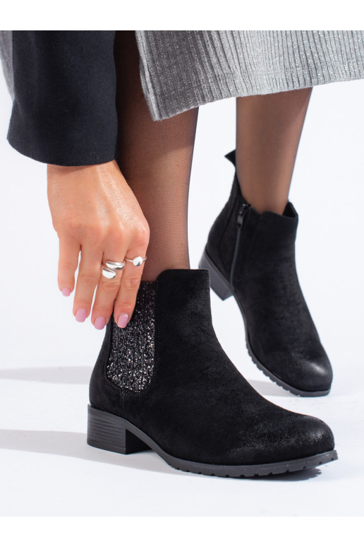 Semišové černé boty štibletky dámské