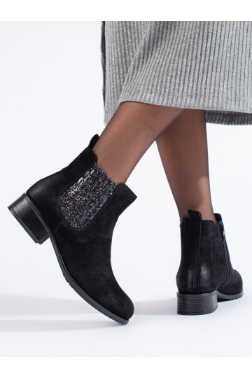 Semišové černé boty štibletky dámské 2