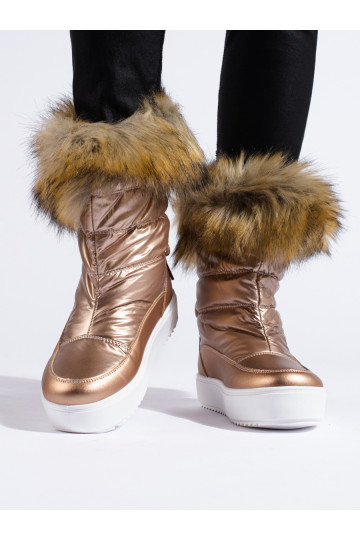 Dámské růžové sněhule s kožešinkou