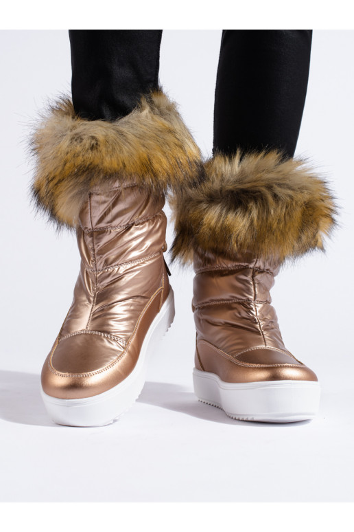 Dámské růžové sněhule s kožešinkou