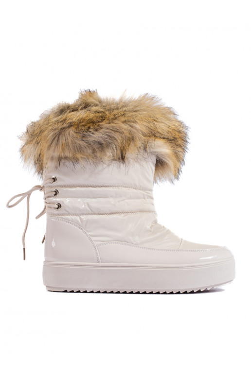 Dámské krémové sněhule s kožešinou