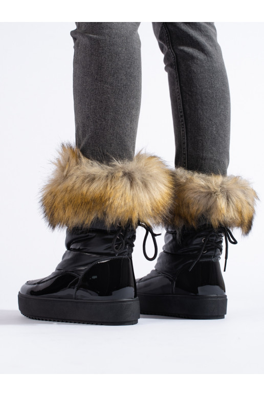 Dámské černé sněhule s kožešinkou