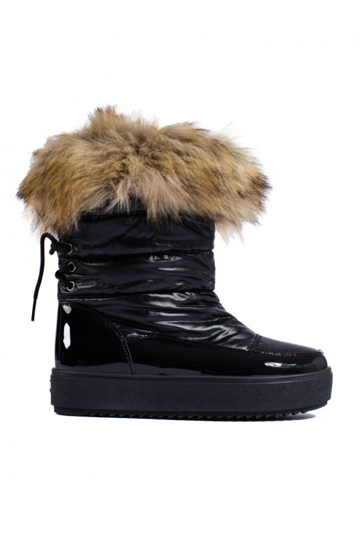 Dámské černé sněhule s kožešinkou