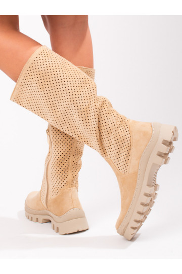 Děrované semišové kozačky Potocki