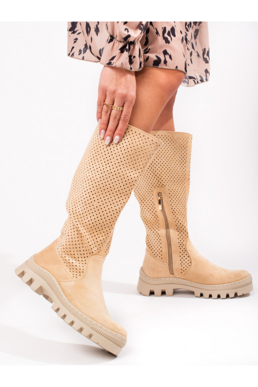 Děrované semišové kozačky Potocki