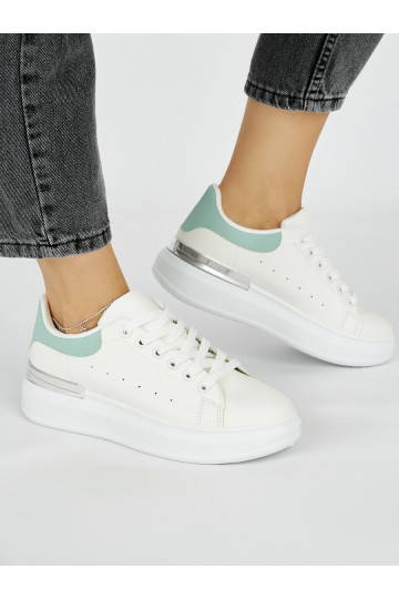 Bílé tenisky dámské se zeleným doplňkem 2