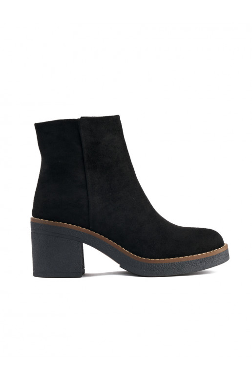 Černé dámské kotníkové boty na sloupkovém podpatku