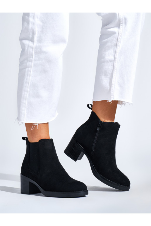 Černé klasické kotníkové dámské boty na sloupku