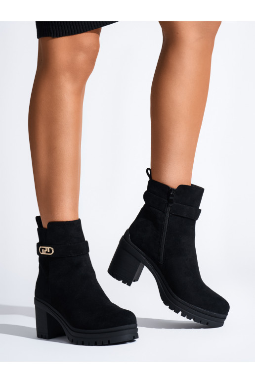 Černé kotníkové boty na sloupku dámské