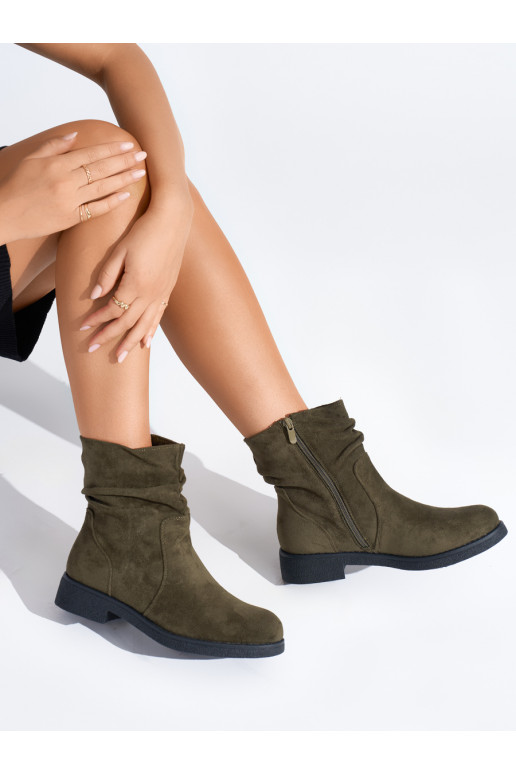 Tmavě zelené kotníkové dámské kovbojky