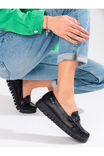 Dámské černé mokasíny na platformě 2