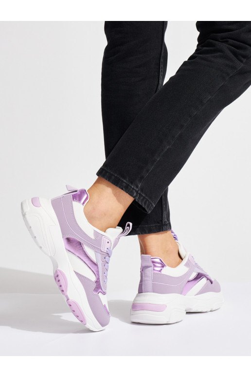 Fialové sportovní dámské boty na hrubé podrážce
