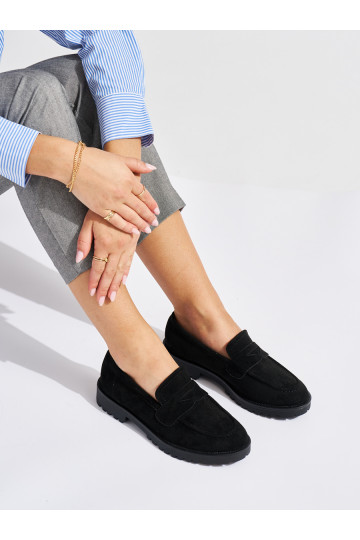 Černé semišové dámské mokasíny 2