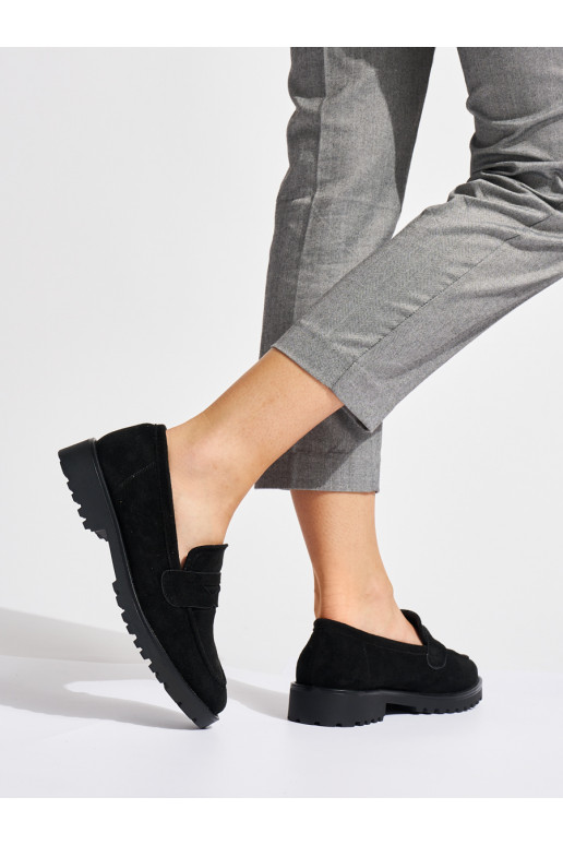 Černé semišové dámské mokasíny