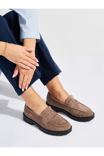 Béžové semišové dámské mokasíny 2