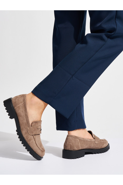 Béžové semišové dámské mokasíny