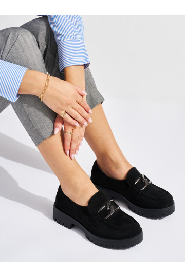 Semišové černé mokasíny dámské