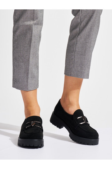 Semišové černé mokasíny dámské 2