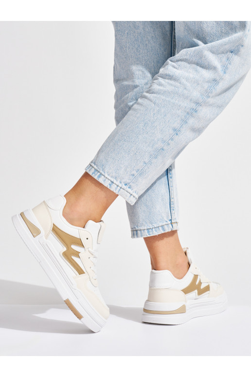Bílo-béžové sneakersy na platformě