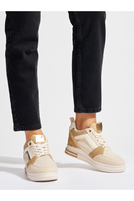 Dámské béžové sneakersy s ukrytým klínkem