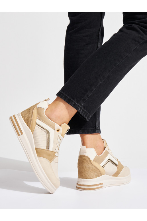 Dámské béžové sneakersy s ukrytým klínkem