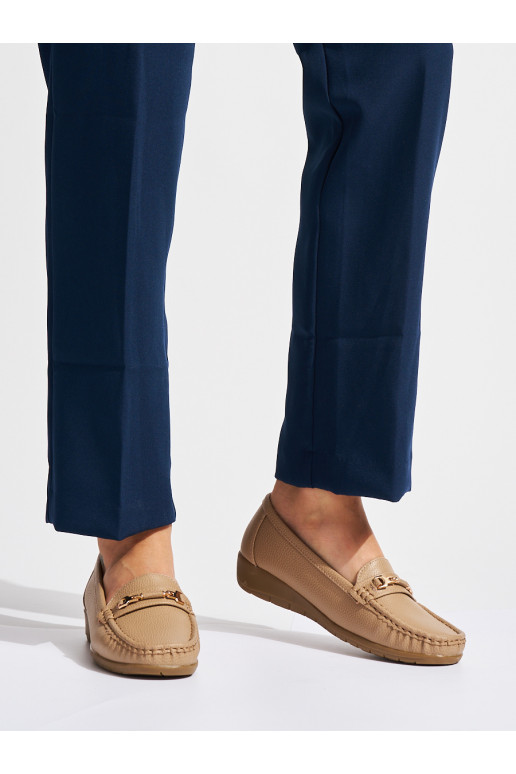 Béžové mokasíny dámské zdobené