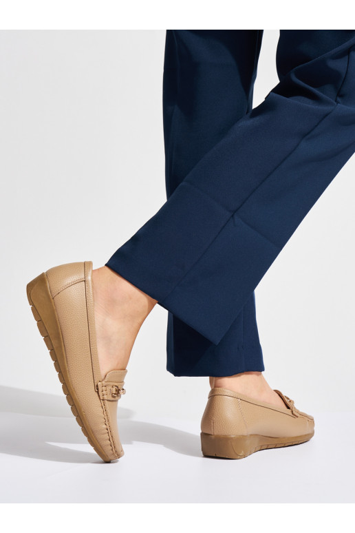 Béžové mokasíny dámské zdobené