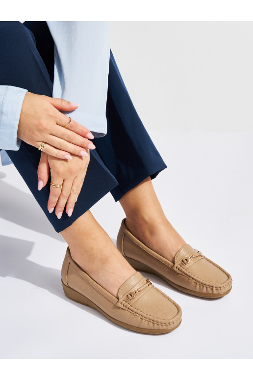 Béžové mokasíny dámské zdobené