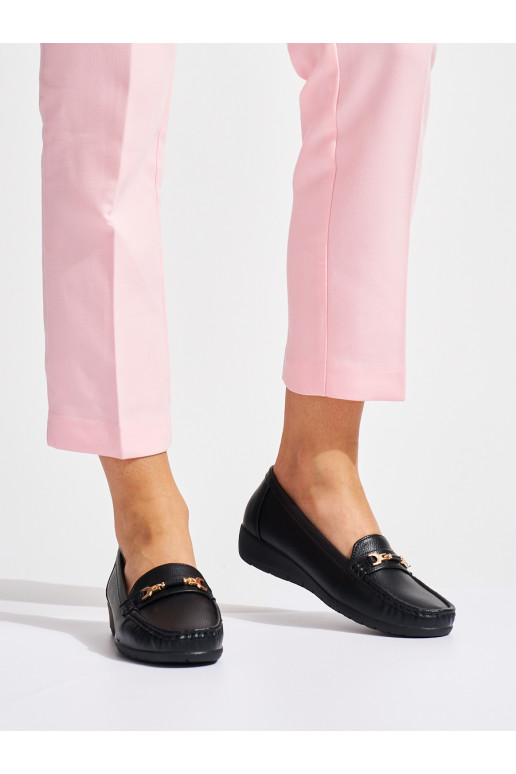 Černé mokasíny dámské zdobené