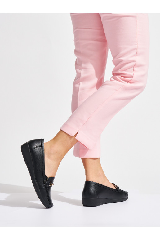 Černé mokasíny dámské zdobené