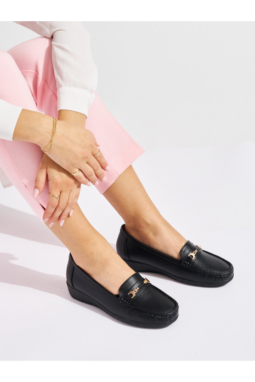 Černé mokasíny dámské zdobené