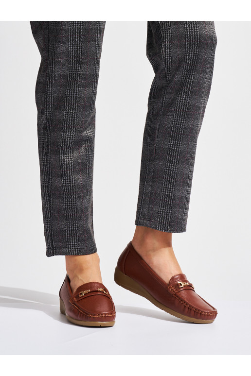 Hnědé mokasíny dámské zdobené