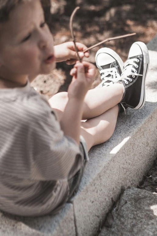 Vaikiški batai su auliuku juodos spalvos