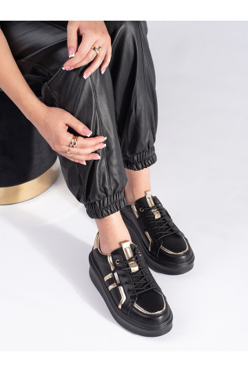 Kožené černé sneakersy na platformě 2