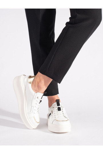 Kožené bílé sneakersy na platformě 2