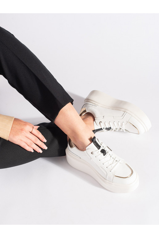Kožené bílé sneakersy na platformě
