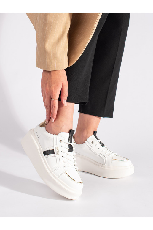 Kožené bílé sneakersy na platformě