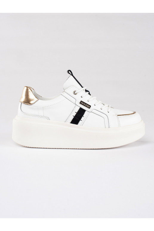 Kožené bílé sneakersy na platformě