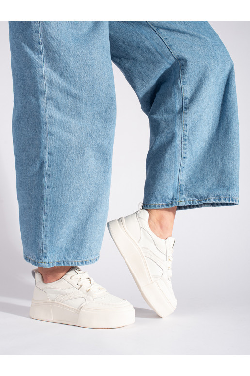 Bílé dámské tenisky na vysoké podrážce