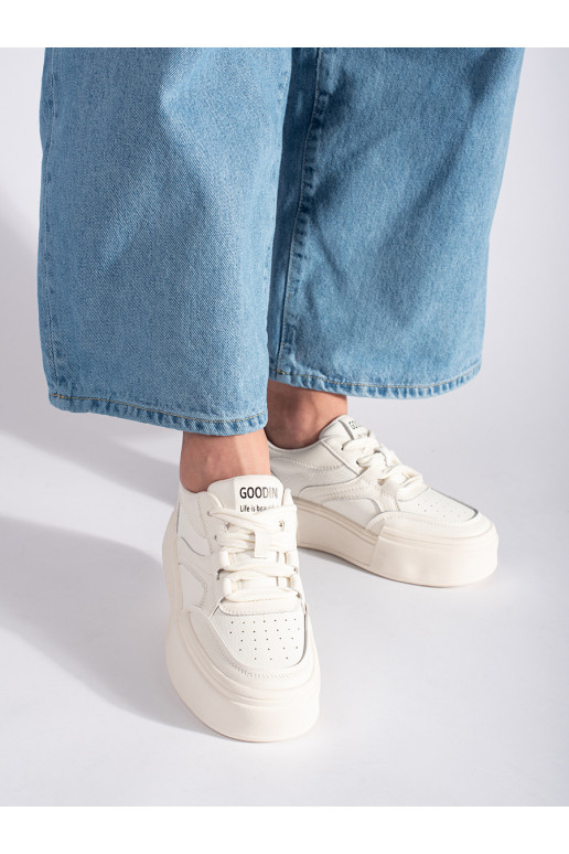 Bílé dámské tenisky na vysoké podrážce