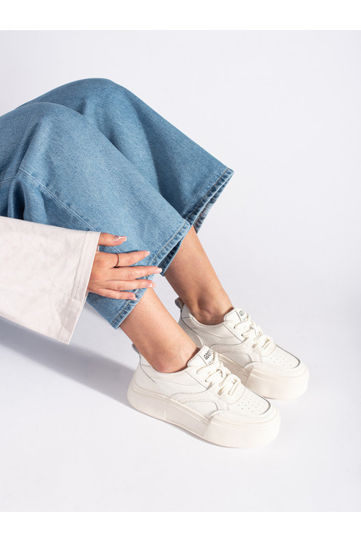 Bílé dámské tenisky na vysoké podrážce