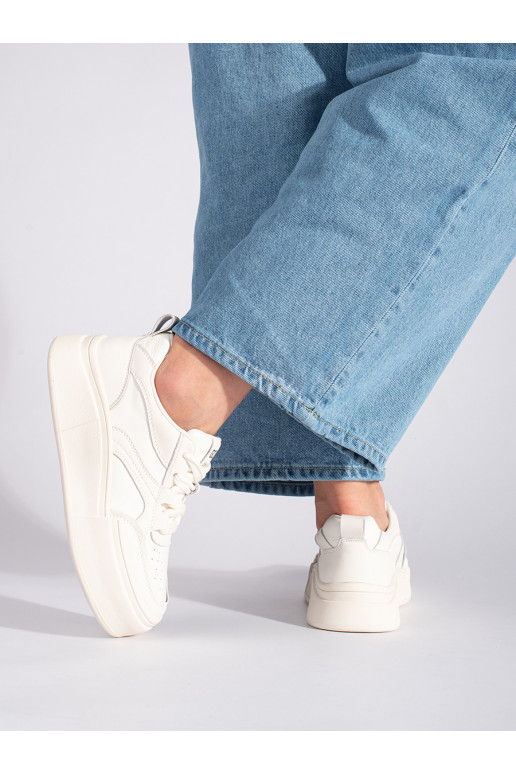 Bílé dámské tenisky na vysoké podrážce