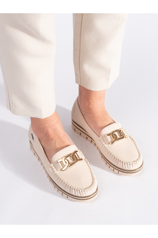Dámské béžové mokasíny na platformě